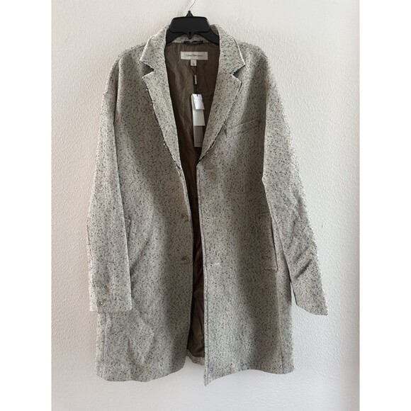 CALVIN KLEIN JEANS Men's Crombie Oversized Coat Size large cedar bark NWT 248$ - Picture 4 of 16